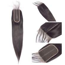 Paquetes de cabello humano liso con cierre 2x6 Cierre de malla con división media y paquetes Paquetes de cabello liso de 12-32 pulgadas con cierres Cabello Remy brasileño 10A de alta calidad 3 paquetes con extensiones de cabello con cierre para mujeres Entrega en 3 días - Natural Black - Ver 9