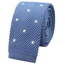 Men's Solid Color Textured Knit Skinny Ties Smart Necktie Square-Cut Finish{"Size_name":"OneSize","Color_name":"SkyBluePolkaDot"} - Multicolor15 - View 2