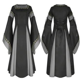 Roupas medievais COS para mulheres Traje medieval para mulheres Vestido longo renascentista, traje de dramatização
