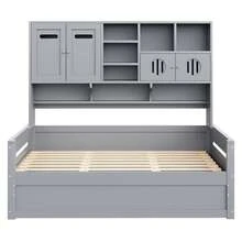 Multifunktionales Schlafsofa 90x200 cm, Einzelbett mit Stauraum über dem Kopfteil, Hydraulisches Bettgestell, Kiefernholz, Ideal für Jugendliche und kleine Räume