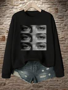 Women'S Plus-Size Sweatshirt Custom Logo, Family Clothing Customization, Fashion Retro Print Round Neck Top, Can Be Customized With Your Favorite Pattern