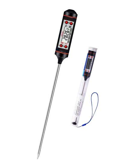 1pc Kitchen Meat Thermometer With Probe, Digital LCD Display For Food Baking, BBQ, And Liquids - Multi-Functional Thermometer Pen With High Accuracy And Instant Read