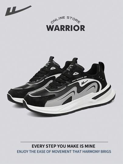 WARRIOR 战士舒适街头风格厚底男鞋春秋舒适跑步鞋简约风格休闲时尚运动鞋全年适用耐磨全天穿着训练运动鞋
