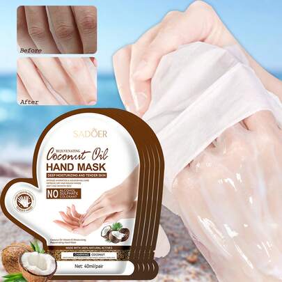 1/3/5 Pairs Moisturizing Hand Mask, Gently Removes Calluses, Reduces Wrinkles And Dullness, Prevents Dry, Flaky Skin, Revives Soft, Supple Hands, Coconut Oil Formula, Suitable For Daily Care Of Dry, Aging And Cracked Hands, For Both Men And Women
