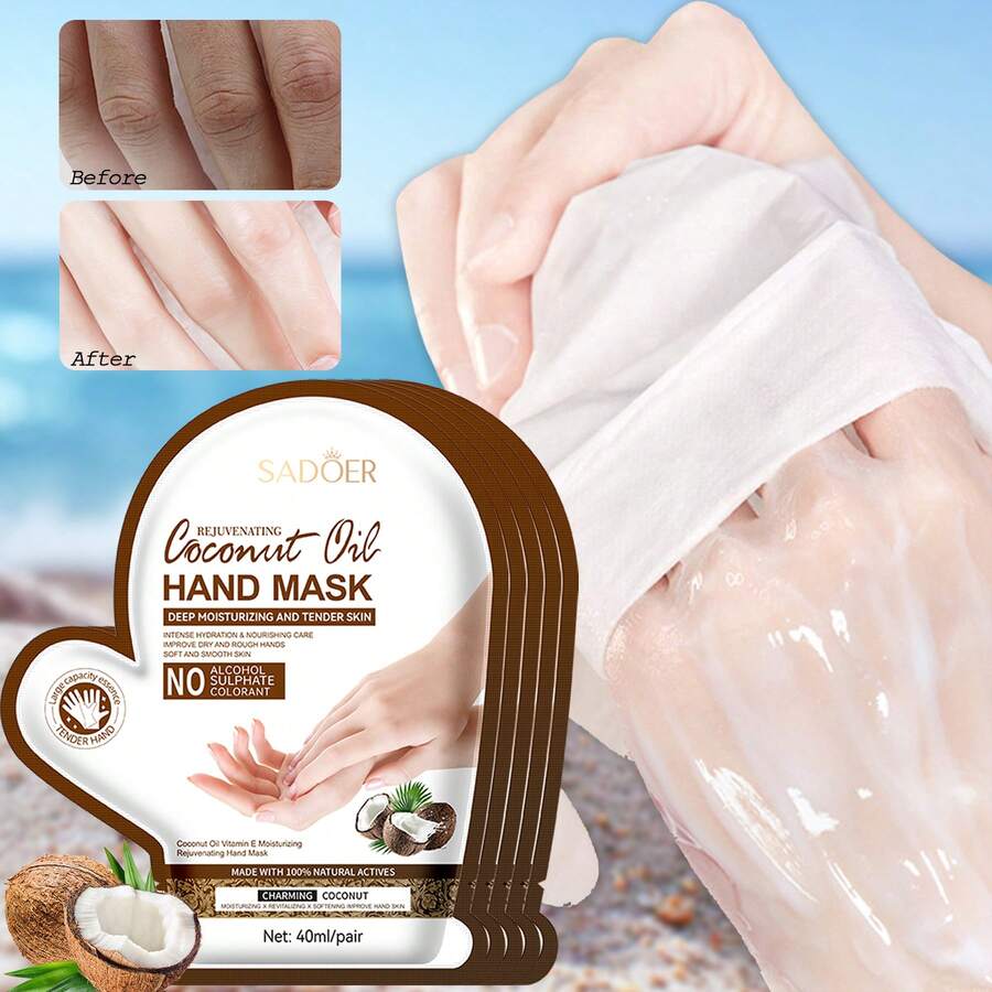 1/3/5对装保湿手膜，温和去除老茧，减少皱纹和暗沉，防止皮肤干燥脱皮，令双手柔软光滑，椰子油配方，适合日常护理干燥、老化和皲裂的双手，男女皆宜。