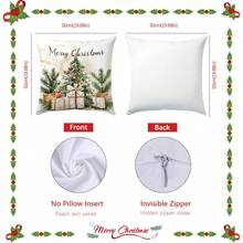 1pc Christmas Watercolor Plant Christmas Tree Pillow Cover, Single-Sided Printed Soft Peach Velvet Material, 45*45/50*50/40*40CM Cushion Cover For Modern Fabric Sofa Indoor Decor, Party Decoration, Gift - Multicolor - View 10