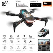 Dron Profesional A88 Pro 6K Ultra HD con Doble Cámara | Cuadricóptero Plegable con Posicionamiento Óptico y Modo de Altura Constante, Estabilización Anti-Vibración | Drone Fotográfico con Gran Autonomía, Regalo Ideal - A88 cámara única BK - Ver 8