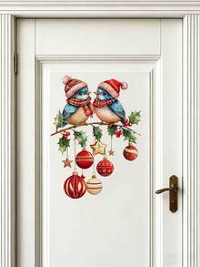 1pc Christmas Bird Window Sticker - Creative DIY Self-Adhesive Removable Double-Sided Visible PVC Glass Sticker, Suitable For Living Room, Bedroom, Dining Room, Study, Bathroom Door And Window Glass Decoration - Multicolor - View 4