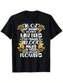 Men's Funny Beekeeping Gift T-Shirt - Bee & Honeycomb Print With Beekeeping Facts (16oz Honey, 1.5 Lbs  Flow, 112,000 Bees, 16,000 Hives) - 100% Cotton 180gsm Breathable Loose Fit Casual Round Neck T-Shirt For Beekeepers & Honey Lovers - Sizes S-XXXL - Lightweight & Machine Washable With Glossy Finish & Slight Stretch - Ideal For & Casual Attire - Beekeeping Apparel - màu đen - Xem 6