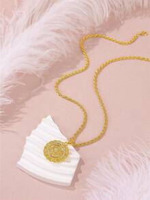 1pc Hollow Floral Crystal Pendant Necklace, Small Size, Suitable For Middle Eastern Wedding, Party, Festival Occasions - Necklace - View 4