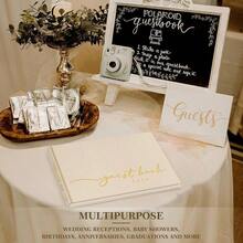 DLanpn Wedding Guest Book 2025 Linen Hardcover  Guestbook Wedding Reception With 108 Blank Pages For Sign In And Photos Guest Book For Wedding Bridal Shower Baby Shower Party Beige - 米色 - 查看 5