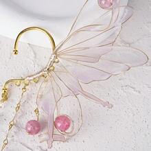 FRESHME Fairy Elf Ear Cuffs - Butterfly Wings Elven Ear Cuffs With Glass Beads Tassel Non Pierced Mermaid Ears For Women{"Color_name":"Purple"} - 紫色 - 查看 6