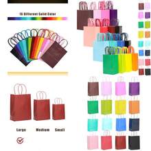 Qiqee 32Packs Paper Bags With Handles Bulk 33x25x13cm Large Gift Bags 16 Different Senior Color Bags Multiple Uses 13x10x5inchLarge Size
