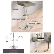 2X Cuban Gas Lift Swivel Faux Leather Kitchen Adjustable Breakfast Bar Stools Barstools Chairs - Grey - View 1