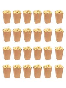 24/12个/1个棕色牛皮纸爆米花盒、薯条盒、糖果盒，适用于电影院、商场、派对、圣诞节、婚礼和生日用品，以及家居和派对装饰。