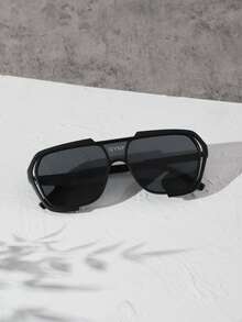 1 Stück Herren Vintage Doppelsteg Pilotenbrille mit schwarzem Rahmen, getönte Gläser als Accessoire für Outdoor-Aktivitäten und Reisen