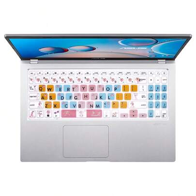 1 pieza Funda de teclado de silicona ultra delgada con diseño de dibujos animados en inglés - Compatible con precisión con portátiles ASUS de 15.6 pulgadas, funciona para ZenBook S2 S5300, VivoBook 15-V5200E, V5200J, VivoBook 15s-V5000J, V5000F | Diseño protector y a prueba de polvo, resistente a salpicaduras, elástico y lavable | Ajuste perfecto, sin atascamiento de teclas, sensación de escritura suave, accesorio esencial para el trabajo de oficina y el uso diario de estudiantes