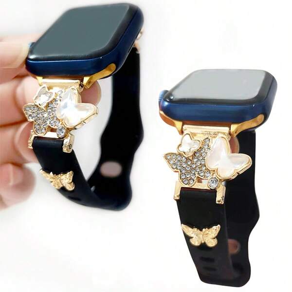 1pc Fashion Silicone Watch Band Compatible With Apple Watch Band 38/40/41/42/44/45/46/49mm, Butterfly Alloy Buckle Silicone Bracelet Suitable For Apple Watch Ultra 2 Series 1-10 & SE - Band Only