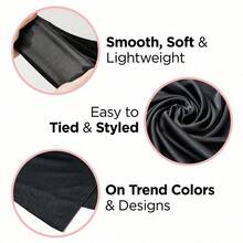 Kiss Colors & Care Soft Satin Hair Wrap Scarf (3-Pack) - Black, 60" XL, Adult Female Hats