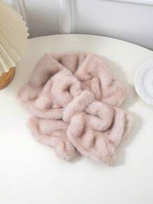 1 件女士秋冬兔毛仿毛温暖厚双面渐变色钻石拼接十字交叉颈部保暖围巾 - 彩色 - 查看 17