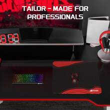 MAGIC-REFINER X ATTACK SHARK Gaming Mouse Pad, Fabric, Ultra-High-Density Microfiber Fabric, Non-Slip Rubber Base, Accurate Positioning, High Precision, Fast Start & Stop, Waterproof, Stain-Resistant, Heat-Resistant, Wear-Resistant, Well-Balanced, Compatible With Laser And Optical Mice, Dedicated To FPS Games (440*400*40mm, Red & Black)