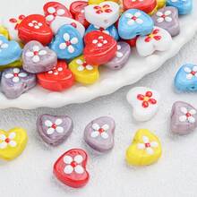 3 قطع من الخرز الزجاجي بشكل قلب، زهرة مزينة بالألوان والزيت المتساقط، مناسبة كهدايا عيد ميلاد يدوية، سلاسل مفاتيح، تعليقات للهاتف، إكسسوارات الحقائب، أعمال يدوية إبداعية، هواة الحرف اليدوية - متعدد الألوان - مشاهدة 2