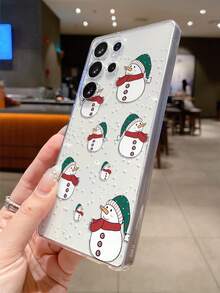 1pc Christmas Snowflake, Carrot Button, Polka Dot Snowman Transparent TPU Shockproof Phone Case, Suitable As Holiday Gift For Partner And Friends, Compatible With Apple XS/XS Max/XR/11 12 13 14 15 16 17 Pro/Pro Max/14 15 16 Plus, Nothing, Pixel, INFINIX, Redmi Series