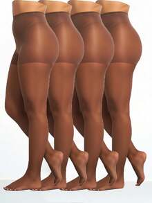 4 pares de medias altas transparentes de 20D para mujer, pantimedias minimalistas y delgadas, cómodas