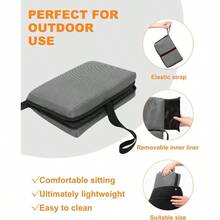 Cojn de asiento de avin porttil para mayor comodidad, almohadilla plegable para estadio con almohadilla de asiento de tela transpirable, perfecto para vuelos largos, oficina, campamento - Tamaño estándar - 15,7'' + Gris Oscuro - Ver 6