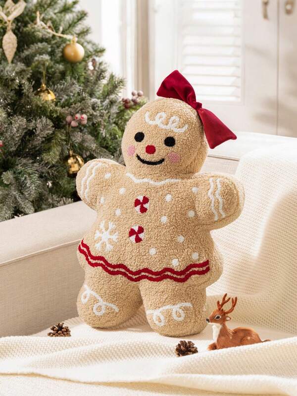 Cojín decorativo con diseño de hombre de jengibre navideño - Decoración clásica navideña, sin plumas, regalo perfecto para Navidad/Halloween/Pascua/Fiestas, cojín decorativo para el hogar y el sofá