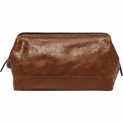 Men's Brown Leather Travel Shave Kit