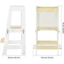 Supernic Foldable Kitchen Step Stool With Railing, Blackboard, Learn To Stand Kitchen Counter Tower - White - View 5