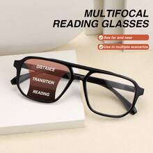 Óculos de leitura multifocais premium de 1 peça, design exclusivo de ponte dupla, lentes progressivas de alta definição, óculos de leitura com esquema de cores clássico, essenciais para negócios e lazer - Preto - Ver 3