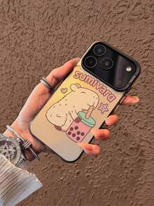 1 pieza Funda de teléfono de Body completo de TPU a prueba de golpes con patrón de animales cartoon sumivara bebiendo bebida de burbujas, estrella sonriente y corazón, para amantes de lo lindo Funda Para iPhone 17/16/15/14/13/12/11/plus/pro/promax/Air,Galaxy S25/S24/S23/S22/S21/FE/Plus/UltraSerie resistente al agua, a caídas y a arañazos,regalos para mujeres y hombres,envío nacional - Negro - Ver 3