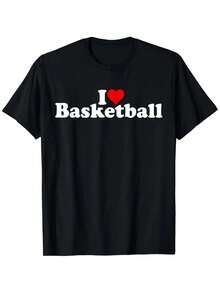 I LOVE HEART BASKETBALL T-Shirt, Mens Clothes, Mens T Shirts 100%Cotton, S-XXXL - 黑色 - 查看 6