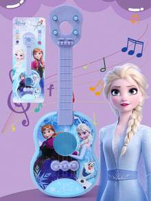 1pc Disney Frozen Classic Guitar Musical Instrument With Strings Learning Educational Toy, Fun Ukulele Musical Instrument Children's Guitar Toy, Suitable For Kids School Games Education Christmas Birthday Gift - Multicolor - View 2
