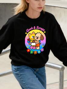 Sudadera de manga larga con disfraz de cumpleaños de Goob Scraps Dandy's World para niños y adultos - Negro - Ver 3