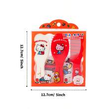 Miniso Hello Kitty 3-Piece Portable Travel Mini Mirror & Comb Set. Compact And Cute, Made Of Lightweight And Durable Plastic Material. The Mirror And Comb Combination Meets Daily Grooming Needs, And Is A Must-Have For Travel And Shopping (1 Set) - Multicolor - View 7