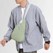 Bolso bandolera de moda para mujer, de color liso, ideal para viajes, senderismo y actividades al aire libre. - Verde - Ver 2