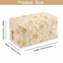 Makeup Bag Travel Cosmetic Bag For Women Girls, Zipper Make Up Pouch, Floral Flowers Toiletry Organizer Makeup, Portable Storage Bag, Cosmetic Travel Cloth Bag (Yellow Orange Flower){"Color_name":"B5YellowOrangeFlower"} - B5黃橙花 - 查看 4