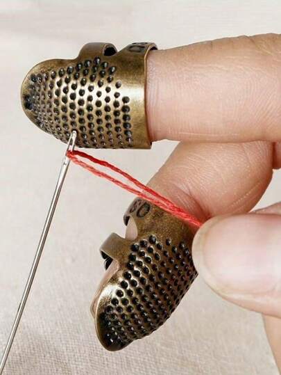 4 Pack Adjustable Sewing Thimbles: Durable Metal Finger Shield Protectors For Needle & Pin Puncture Protection. Essential For Hand Sewing, Quilting, Embroidery, And Crafting Projects. Perfect For DIY Enthusiasts, Tailors, And Professional Seamstresses For Comfortable Needlework.