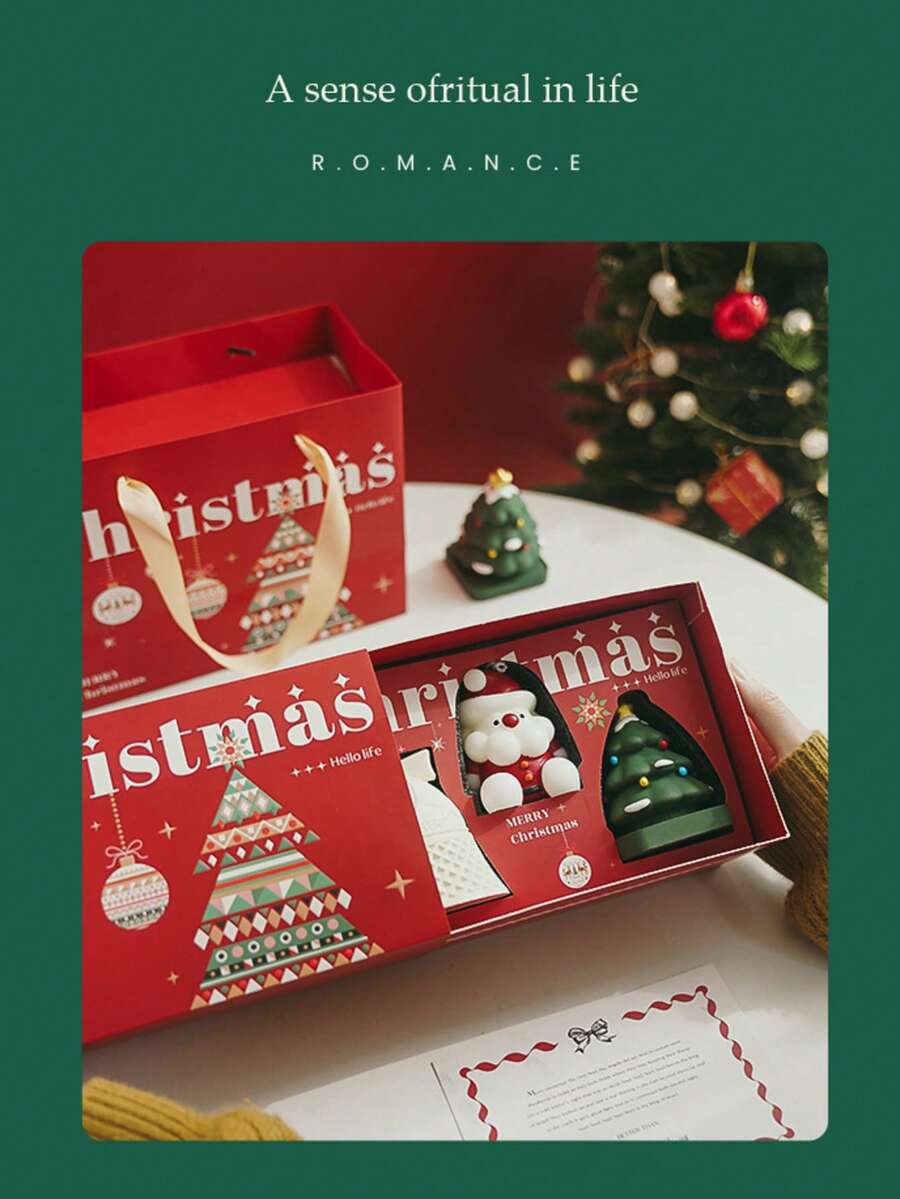 1pc Christmas Scented Candle Gift Set, Ambient Home Handmade Fragrance Decoration, Candle Christmas Gift, Christmas Decorations, Christmas Gifts - Multicolor - View 1