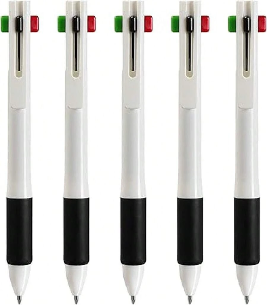 Cambond 4-In-1 Multicolor Pen 1.0mm - 4-Color Retractable Ballpoint Pens Nurse Pens For Office School Supplies Students Gift, 5 Pack(White) - 1_ - Xem 1