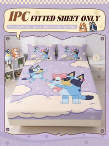 Bluey Bộ ga trải giường in kỹ thuật số hình hoạt hình , Bộ chăn ga gối , Tấm bảo vệ nệm, Ga phủ giường, Ga trải giường vừa vặn, Vải dệt gia dụng thoải mái, Ga trải giường vừa vặn tông màu mát mẻ, Tấm bảo vệ nệm thoáng khí chống xù lông, Mềm mại và thân thiện với da, Ga phủ giường họa tiết hoạt hình - Màu tím - Xem 2