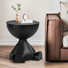 LOVEWE Modern Bear-Shaped Nightstand - A Sturdy Plastic Multi-Functional Nightstand And Bookshelf, With A Space-Saving Stackable Design, Easy To Assemble, Small Space (Black,  Plastic Furniture) - 黑色 - 查看 7