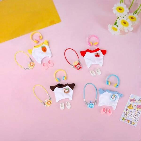 (Clothing Only) 4.0 Mini Version ForLABUBU Doll Clothes, 4th Generation ForLabubu Vinyl Doll Jumpsuit Outfit, Blind Box Accessory Doll Clothes, Shoes, Bag Set, 4th Generation ForLABUBU