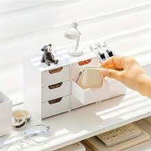 10 caixas organizadoras de mesa polidas de 3 camadas, sem necessidade de montagem, gavetas para armazenamento de joias e cosméticos