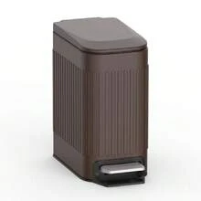 Slim Bathroom Trash Can With Lid Soft Close, 6 Liter/1.6 Gallon Stainless Steel Small Garbage Can With Removable Inner Bucket, Step Pedal, Slim Wastebasket For Toilet, Office, Bedroom, Brown - Chocolate Brown - View 1