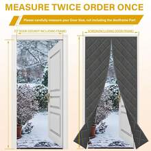 Heavy-Duty Magnetic Thermal Insulated Door Curtain For Winter - 38"X82" (96x208cm) Sliding/Regular Doors, Multi-Layer Oxford Fabric & Insulation, -Saving Locking System, Pet-Friendly Locking Mechanism, Fits Wood/French Doors - Màu Xám nhạt - Xem 4
