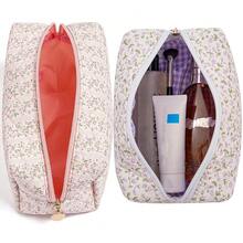 Makeup Bag Travel Cosmetic Bag For Women Girls, Zipper Make Up Pouch, Floral Flowers Toiletry Organizer Makeup, Portable Storage Cosmetic Travel Cloth Bag (Pink+Purple Floral){"Color_name":"TwoPack:(Pink+PurpleFloral)"} - 兩件裝:(粉紅色+紫色花) - 查看 3